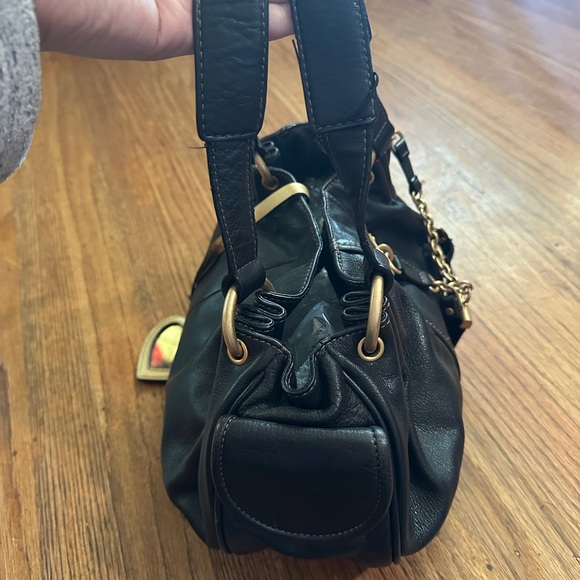 Vintage 2000s Black Leather Juicy Coutour Born in the Glamorous USA - Picture 10 of 16